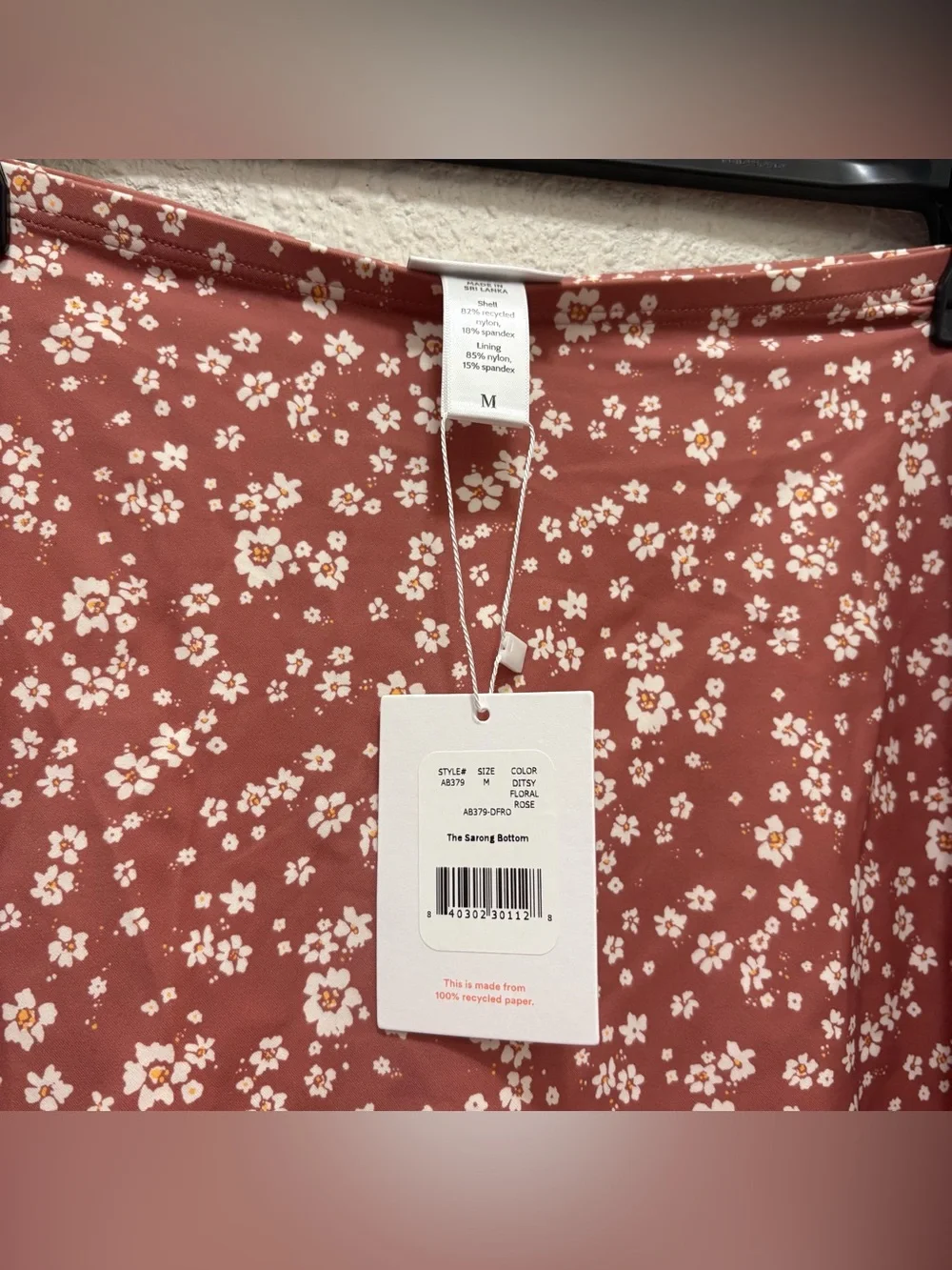 Andie Swim Sarong Coverup in Ditsy Floral Rose Pink NWT Size Medium